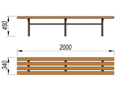 Двухметровая лавочка без спинки 2 м МАФ 1602 в Майкопе