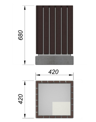 Урна деревянная квадратная с бетонным основанием МАФ 1633 в Майкопе