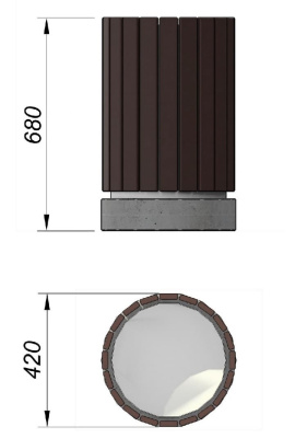 Урна деревянная круглая с бетонным основанием МАФ 1632 в Майкопе
