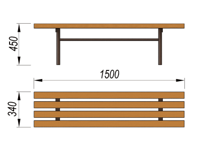 Лавочка без спинки МАФ 1601 в Майкопе