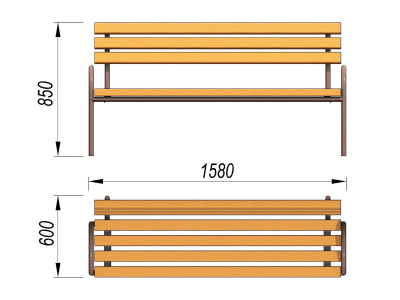 Парковая лавочка со спинкой МАФ 1605 в Майкопе