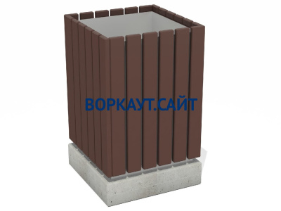 Урна деревянная квадратная с бетонным основанием МАФ 1633 в Майкопе